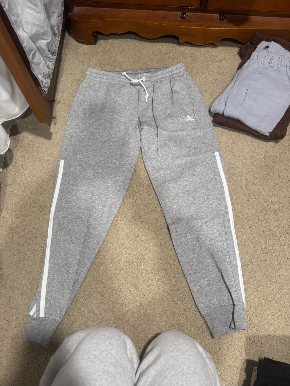 adidas Light Gray Sweatpants with White Waist Tag